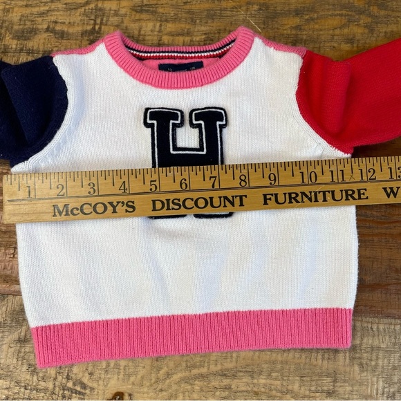 Tommy Hilfiger Red pink blue Sweater 18 months Colorblock - Picture 4 of 9